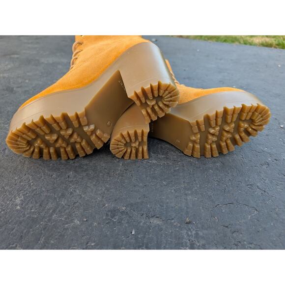 STEVE MADDEN TINDRA Tan Suede Leather Platform Lace up Boots Sz 9 Chunky Bratz - Picture 6 of 8